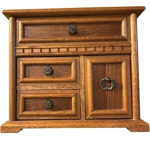Wooden Jewelry Box with Brass Accents